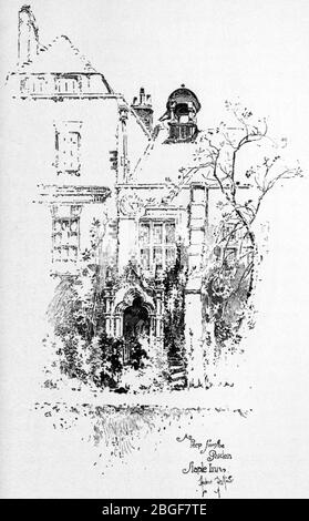 Herbert Railton - UN Peep du jardin, Staple Inn (incurvé). Banque D'Images