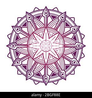 Design coloré à vecteur de mandala. Mandala de fleurs asiatiques, coréennes et orientales sur fond blanc Illustration de Vecteur