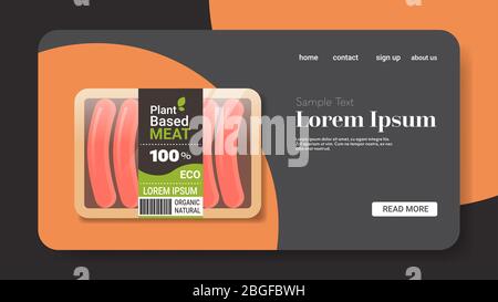 saucisses végétariennes à base de plantes dans l'emballage au-delà de viande bio naturel végétalien concept alimentaire horizontal copie espace illustration vectorielle Illustration de Vecteur