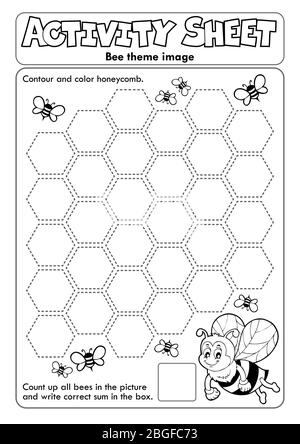 Fiche d'activité thème d'abeille 2 - eps10 illustration vectorielle. Illustration de Vecteur