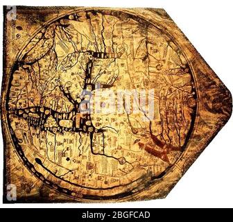 Hereford Mappa Mundi 1300. Banque D'Images