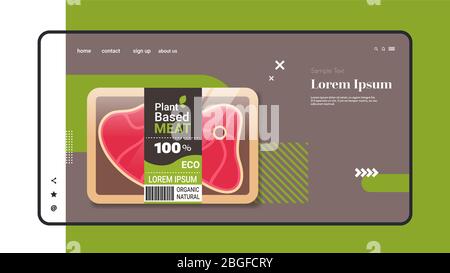 steak végétarien à base de plantes au-delà de la viande dans l'emballage bio naturel végétalien concept alimentaire horizontal copie espace illustration vectorielle Illustration de Vecteur