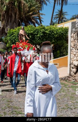 Procession au festival des pêcheurs de Cidade Velha, au Cap-Vert Banque D'Images