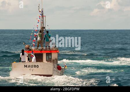 Bateau au festival de pêche à Cidade Velha, Cap-Vert Banque D'Images