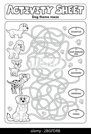 Fiche d'activité thème chien 1 - eps10 illustration vectorielle. Illustration de Vecteur