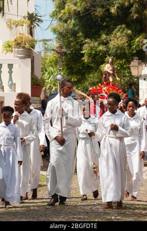 Procession au festival des pêcheurs de Cidade Velha, au Cap-Vert Banque D'Images