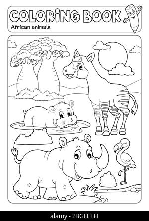 Livre de coloriage faune africaine 4 - eps10 illustration vectorielle. Illustration de Vecteur