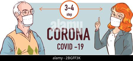 Mesure de protection contre l'illustration du stock d'icônes de coronavirus Illustration de Vecteur
