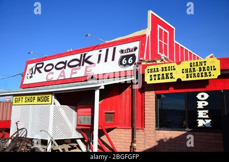 Road Kill Cafe, Seligman. Route 66, Arizona, États-Unis Banque D'Images