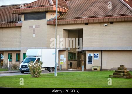 Vue générale de l'entrée principale de la prison de HM Bullingdon dans l'Oxfordshire. Banque D'Images