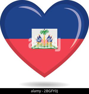 Drapeau national d'Haïti dans l'illustration vectorielle de forme cardiaque Illustration de Vecteur