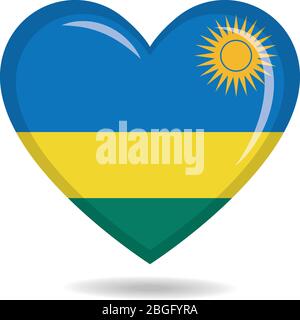 Drapeau national rwandais dans l'illustration vectorielle de forme cardiaque Illustration de Vecteur