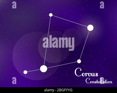 Constellation de Corvus. Ciel étoilé. Grappe d'étoiles, galaxie. Espace profond. Illustration vectorielle Illustration de Vecteur