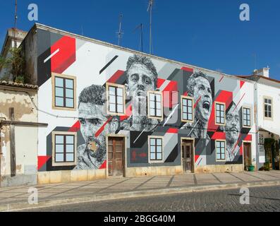 Street Art of Portuguese footballeurs, Portimao, Algarve, Portugal, Europe Banque D'Images