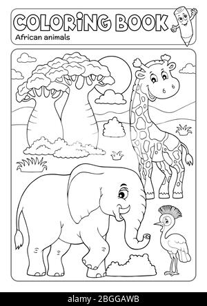 Livre de coloriage faune africaine 3 - eps10 illustration vectorielle. Illustration de Vecteur