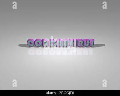 Texte coloré du CORONAVIRUS rendu dans des ombres de coulage en relief, image idéale pour l'affichage conceptuel et les applications graphiques Banque D'Images