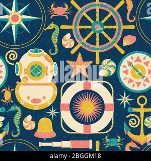 Motif marin sans coutures Illustration de Vecteur