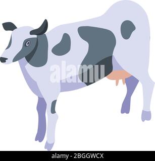 L'icône de la vache laitière, style isométrique Illustration de Vecteur