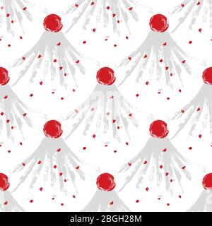 Abstrait japonais volkano et lever de soleil sans couture modèle. Motif d'arrière-plan grunge asiatique. Illustration vectorielle Illustration de Vecteur