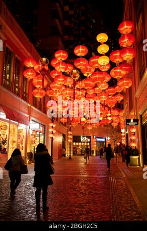 Hong Kong, Chine : 21 février 2020. Lanternes pour le nouvel an chinois décorent Lee Tung Avenue dans WAN Chai Jayne Russell/Alay stock image Banque D'Images