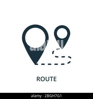 Icône itinéraire. Elément simple de la collection de navigation. Icône de route remplie pour les modèles, les infographies et plus encore Illustration de Vecteur