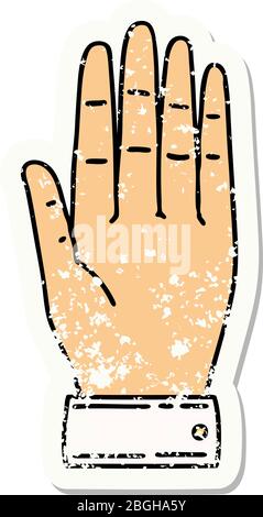 tatouage d'autocollant vieilli dans le style traditionnel d'une main Illustration de Vecteur