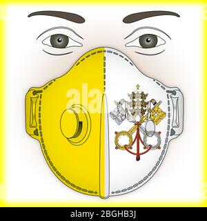 Masque antiviral pour la protection antivirus avec Vatican, drapeau du Saint-Siège, illustration vectorielle Illustration de Vecteur