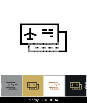 Icône de billet d'avion, billet de voyage avion ou panneau de siège d'entrée d'avion sur fond blanc et noir. Illustration vectorielle Illustration de Vecteur