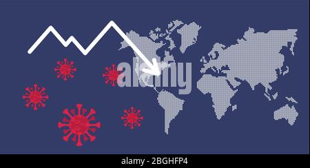 statistiques économiques et covid19 avec flèches sur les cartes de la terre Illustration de Vecteur