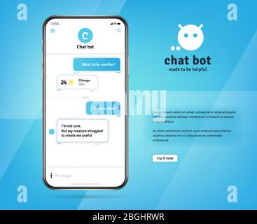 Application chat en ligne avec messages sur un écran réaliste de smartphone. Concept vectoriel EPS 10. Discussion et conversation avec le téléphone bot, illustration du message smartphone Illustration de Vecteur