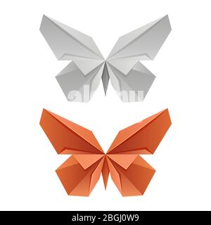 Papier vectoriel papillons japonais pour logo, imprimé, design isolé sur blanc. Illustration vectorielle Illustration de Vecteur