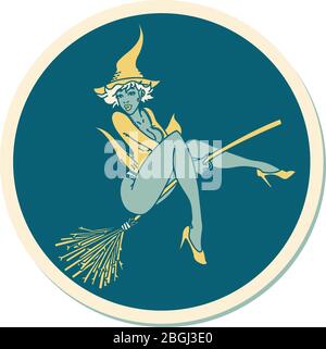 autocollant de tatouage dans le style traditionnel d'une broche Illustration de Vecteur