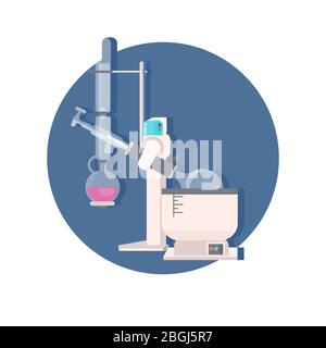 microscope médical professionnel verre tube à essai matériel de recherche scientifique biologie science enseignement concept illustration vectorielle Illustration de Vecteur