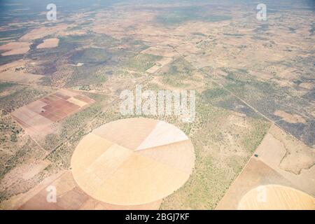 La région autour de Lusaka, province de Lusaka, Zambie est un pôle animé de l'agriculture, y compris l'agriculture d'irrigation mixte entre savane bushveld naturel Banque D'Images