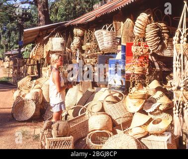 Magasin de paniers en osier, Kandy, Province centrale, Sri Lanka Banque D'Images