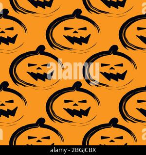 Une illustration d'une bande dessinée Halloween citrouilles sourire face sur orange Illustration de Vecteur