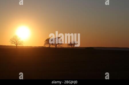 Anges, Allemagne. 20 avril 2020. firo: 21.04.2020 Voyage, paysage, nature, mer Baltique, coucher de soleil Schleswig-Holstein Mer Baltique: Sur la côte escarpée de la saison Weissenhaus, Hohwachter Bay, le tourisme sur la mer Baltique est inactif, coucher de soleil pour renoncer aux photos | usage dans le monde crédit: dpa/Alay Live News Banque D'Images