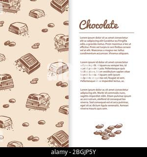 Prospectus sur les barres de chocolat esquissées ou modèle d'affiche de bannière. Illustration vectorielle Illustration de Vecteur