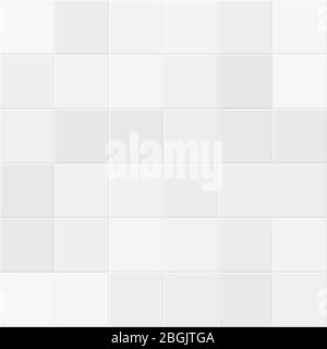 Carrelage blanc et gris sur le mur de la salle de bains. Texture vectorielle continue en mosaïque. Illustration de la structure de cuisine céramique carrée géométrique Illustration de Vecteur