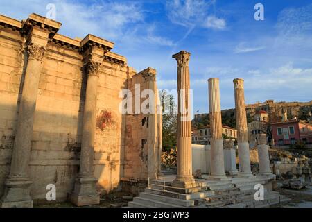 Bibliothèque d'Hadrien, quartier de Monastiraki, Athènes, Attique, Grèce, Europe Banque D'Images