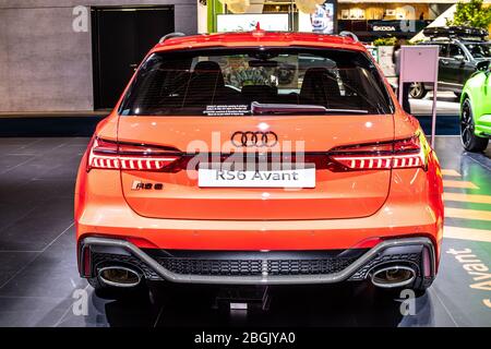 Bruxelles, Belgique, janvier 2020 : Audi RS 6 avant au Brussels Motor Show, C8, Typ 5G, 4e génération, 4.0 L, V8 TFSI Twin-turbo DACT produit par Audi AG Banque D'Images