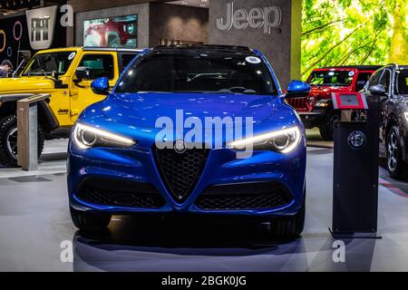 Bruxelles, Belgique, Jan 2020 Alfa Romeo Stelvio, Brussels Motor Show, Tipo 949, moteur avant, AWD, SUV croisé fabriqué par Alfa Romeo Banque D'Images
