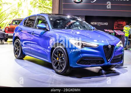 Bruxelles, Belgique, Jan 2020 Alfa Romeo Stelvio, Brussels Motor Show, Tipo 949, moteur avant, AWD, SUV croisé fabriqué par Alfa Romeo Banque D'Images