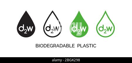 Ensemble vectoriel d'icônes en plastique biodégradable. Panneaux différents de 2 W Illustration de Vecteur