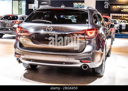 Bruxelles, Belgique, Jan 2020 Mazda 6 stations wagon, Brussels Motor Show, troisième génération, GL, facelift, voiture de taille moyenne fabriquée au Japon par Mazda Banque D'Images