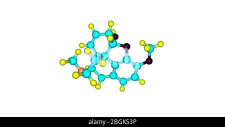 La codéine est un opiacés utilisé pour traiter la douleur, comme médicament contre la toux, et pour la diarrhée. illustration tridimensionnelle Banque D'Images