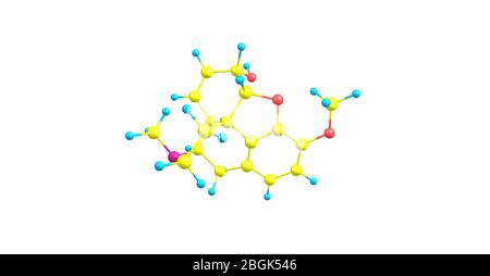 La codéine est un opiacés utilisé pour traiter la douleur, comme médicament contre la toux, et pour la diarrhée. illustration tridimensionnelle Banque D'Images