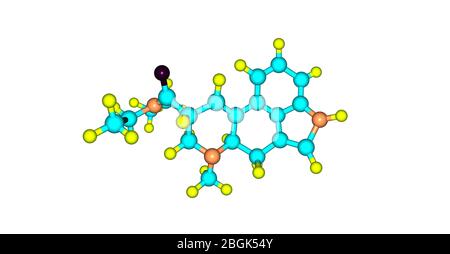 L'acétone est un analgésique opioïde puissant, jusqu'à 8700 fois plus fort que la morphine en poids. Illustration tridimensionnelle. Banque D'Images