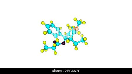 Meprodine est un analgésique opioïde qui est un analogue de la péthidine ou de la mépéridine. Il est étroitement lié à la prodine de drogue. illustration tridimensionnelle Banque D'Images