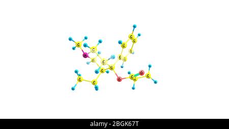 Meprodine est un analgésique opioïde qui est un analogue de la péthidine ou de la mépéridine. Il est étroitement lié à la prodine de drogue. illustration tridimensionnelle Banque D'Images